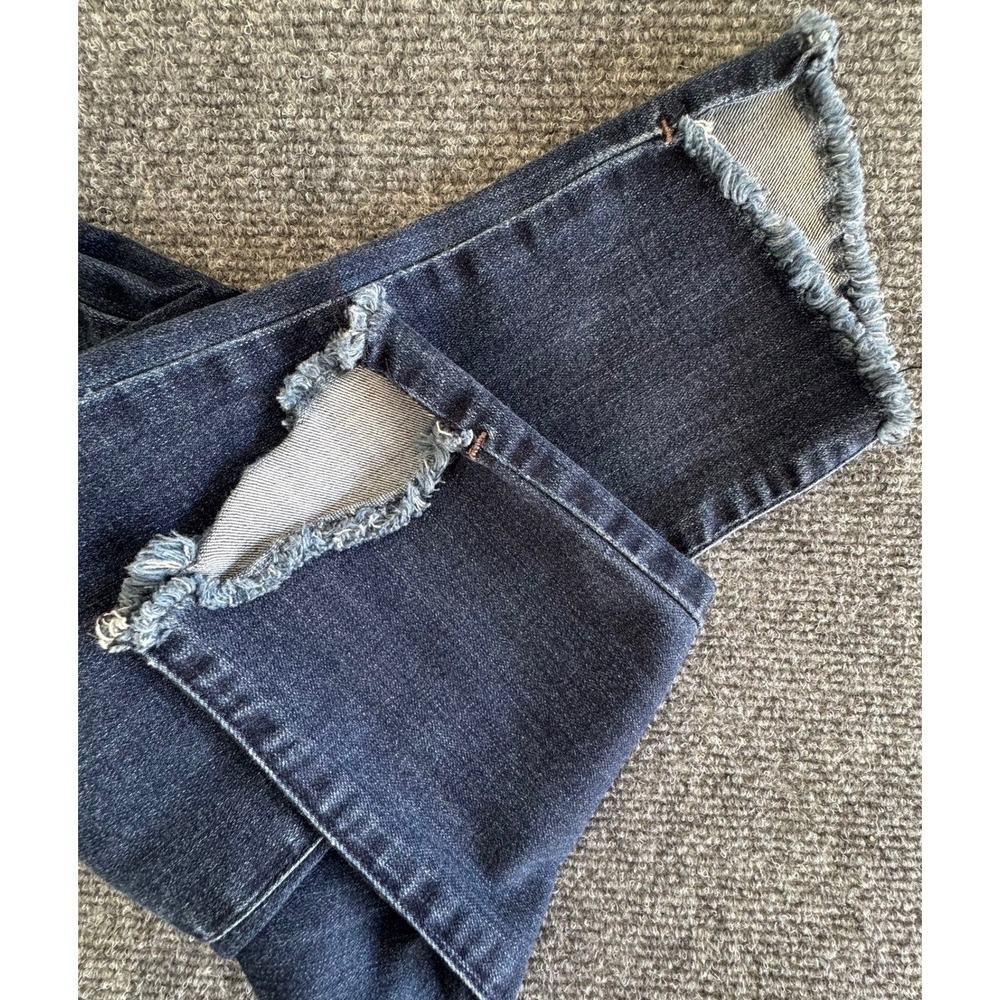 Democracy Ab Solution Skinny Jeans Dark Wash Raw Fray Hem Slit Size 4 Womens - Picture 8 of 9